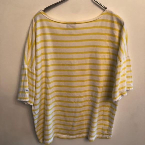 St James x JCrew Yellow striped Breton style Tshirt top size Medium - Picture 6 of 6